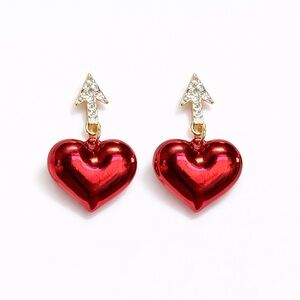 ⚜️ Heart Arrow Red Earrings